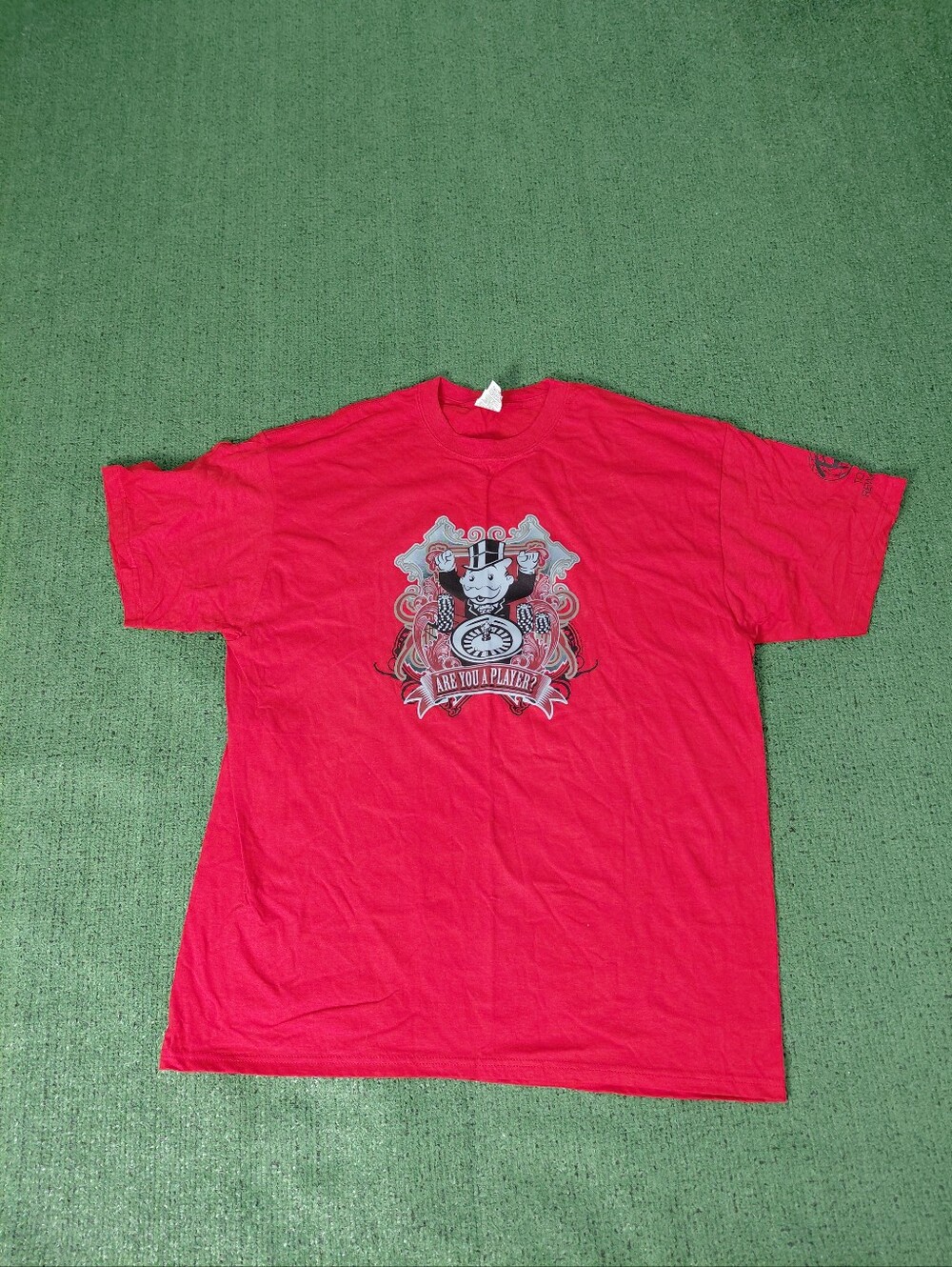 Vintage 2006 Monopoly "Are You A Player?" Total Rewards Promo Red Y2K T Shirt Sz